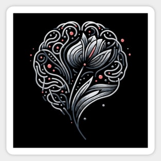 Symbolic Parkinson's Awareness Brain & Tulip Design Sticker